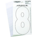 Hardline Products Number 8 Decal, 3" White Vinyl, PK10 3SCWP8