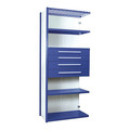 Equipto V-Grip Shelving W/ 4Drwrs/5Shlvs 7x2x3, AddOn, 3", 4.5", 6", 7.5"Drwrs, BL S4230VHA-BL