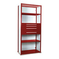 Equipto V-Grip Shelving W/ 4Drwrs/5Shlvs 7x2x4, Strtr, (2)3", 4.5", 7.5"Drwrs, RD, Number of Shelves: 5 S4252VHS-RD