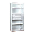 Equipto V-Grip Shelving W/ 4Drwrs/5Shlvs 7x1.5x4, Strtr, (2)3", 4.5", 7.5"Drwrs, WH S4242VHS-WH