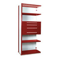 Equipto V-Grip Shelving W/ AddOn Drawers, 7X1.5X3, RD, Number of Shelves: 5 S4221VHA-RD