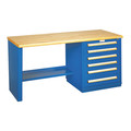 Equipto Modular Drawer Bench-30"Dx5FtWx34"H, BL 2576-5W-BL