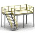 Equipto Mezzanine W/ Stairs And Deck, 10x20x12, Gn 1020-12GMEZ-SG-17-GN