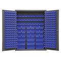 Durham Mfg Cabinet, 60"W, 14 gauge steel, 227 blue bins SSC-227-NL-5295