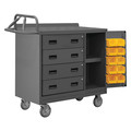 Durham Mfg Mobile bench cabinet, 4 drawer, 10 bins, lockable storage cabinet 2211-DLP-RM-10B-95