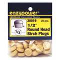 Eazypower Round Head Plugs, Wood, 1/2", PK20 30019