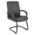 Boss Black Guest Chair, 27 in W 27" L 40" H, Fixed, Faux Leather Seat B7909