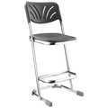 National Public Seating Square Stool with Backrest, Height 24"Black 6624B