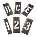 Zoro Select Interlocking Stencil, Numb&Letters, Brass, 6A231 6A231