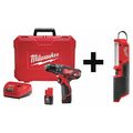 Milwaukee Tool 12.0 V Hammer Drill, Battery Included, 3/8 in Chuck 2408-22, 2351-20