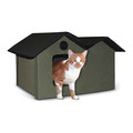 K&H Pet Products Unheated Outdoor Kitty House, X-Wide, Olive/Black 21.5" x 26.5" x 15.5: 3971