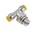 Parker Push-to-Connect, Threaded Metric Metal Push-to-Connect Fitting, Brass, Silver 172PLP-4M-4G