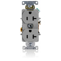 Leviton Receptacle, 20 A Amps, 125VAC, Duplex Outlet, 5-20R, Gray 5352-GY