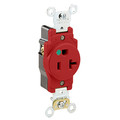 Leviton Receptacle, 20 A Amps, 125VAC, Single Outlet, 5-20R, Red 8310-R