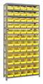 Quantum Storage Systems Steel Bin Shelving, 36 in W x 75 in H x 12 in D, 13 Shelves, Yellow 1275-102YL