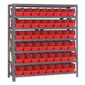 Quantum Storage Systems Steel Bin Shelving, 36 in W x 39 in H x 18 in D, 7 Shelves, Red 1839-103RD
