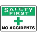 Accuform Safety First Sign, 10" H, 14" W, Aluminum, Rectangle, English, MGNF957VA MGNF957VA