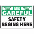 Accuform Safety First Sign, 7" H, 10" W, Aluminum, Rectangle, English, MGNF979VA MGNF979VA