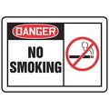 Accuform Danger No Smoking Sign, 10" H, 14 in W, Rectangle, English, MSMK001VA MSMK001VA