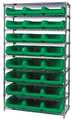 Quantum Storage Systems polypropylene Bin Shelving, 42 in W x 74 in H x 18 in D, 9 Shelves, Green WR9-531GN