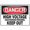 Accuform Danger Sign, 10X14", R and BK/Wht, Al, HV, Height: 10" MELC044VA