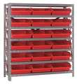 Quantum Storage Systems Steel Bin Shelving, 36 in W x 39 in H x 12 in D, 7 Shelves, Red 1239-109RD