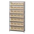 Quantum Storage Systems Steel Bin Shelving, 36 in W x 75 in H x 12 in D, 8 Shelves, Ivory QSBU-239IV