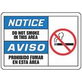 Accuform No Smoking Sign, 10" H, 14 in W, Plastic, Rectangle, English, Spanish, SBMSMK828MVP SBMSMK828MVP