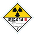 Zoro Select Radioactive III DOT Label, Class 7, Black, Red/White, Yellow, Pk100 9UJF4