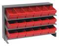 Quantum Storage Systems Steel Bench Pick Rack, 36 in W x 21 in H x 12 in D, 3 Shelves, Red QPRHA-601RD