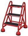 Cotterman Rolling Ladder, Welded, Platform 27"H, Color: Red ST-300 A2 C6 P5