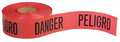 Zoro Select Barricade Tape, Red/Black, 1000 ft x 3 In, Legend: Danger Peligro BT072