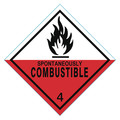 Zoro Select Spontaneously Combustible DOT Label, Class 4, Black/Red, White, Pk500 9TCA9