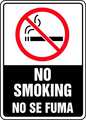 Accuform No Smoking Sign, 10 in Height, 7 in Width, Vinyl, Rectangle, English, Spanish SBMSMK509VS