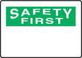Accuform Safety First Sign, 10x14, Green/White, MRBH969VP MRBH969VP