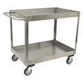 Jamco Corrosion-Resistant Utility Cart with Deep Lipped Metal Shelves, Stainless Steel, Flat, 2 Shelves XZ236N800