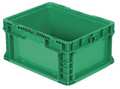 Orbis Straight Wall Container, Green, Plastic, 12 in L, 15 in W, 7 1/2 in H, 0.48 cu ft Volume Capacity NSO1215-7 GREEN