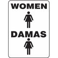 Accuform Spanish-Bilingual Restroom Sign, 14 in Height, 10 in Width, Aluminum, Rectangle, English, Spanish SBMRST575VA