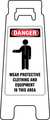 Safety Sign Two Sided Floor Stand Sign, 24 3/8 in Height, Plastic, English 28953