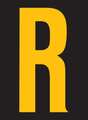 Stranco Reflective Letter Label, R, 2-1/2in H, PK25 RUM200-R-YB