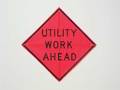 Eastern Metal Signs And Safety Utility Work Ahead Traffic Sign, 36 in Height, 36 in Width, Polyester, PVC, Diamond, English C/36-EMO-3FH-HD UTILITY WORK AHEAD