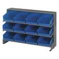 Quantum Storage Systems Steel Bench Pick Rack, 36 in W x 21 in H x 12 in D, 3 Shelves, Blue QPRHA-107BL