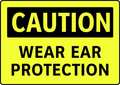 Electromark Caution Sign, 7 in Height, 10 in Width, Vinyl, English S130FF