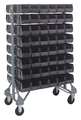 Quantum Storage Systems Steel Mobile Bin Rail Floor Rack, 20 in W x 36 in D x 53 in H, Black MQRU-16D-230-96BK