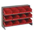 Quantum Storage Systems Steel Bench Pick Rack, 36 in W x 21 in H x 12 in D, 3 Shelves, Red QPRHA-107RD