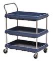 Metro Utility Cart with Deep Lipped Plastic Shelves, High Density Polyethylene (Shelf), Raised, 3 Shelves BC2030-3DBL