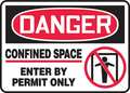 Accuform Danger Sign, 7X10", R and BK/Wht, Al, Eng, MCSP015VA MCSP015VA