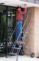 Ballymore 93 in H Steel Folding Rolling Ladder, 6 Steps FAWL-6-P