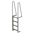 Zoro Select 7 ft Fixed Ladder, Steel, 4 Steps, Forward Exit, Gray Finish, 300 lb Load Capacity MDT04