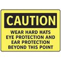 Electromark Caution Sign, 7 in Height, 10 in Width, Vinyl, English S132FF